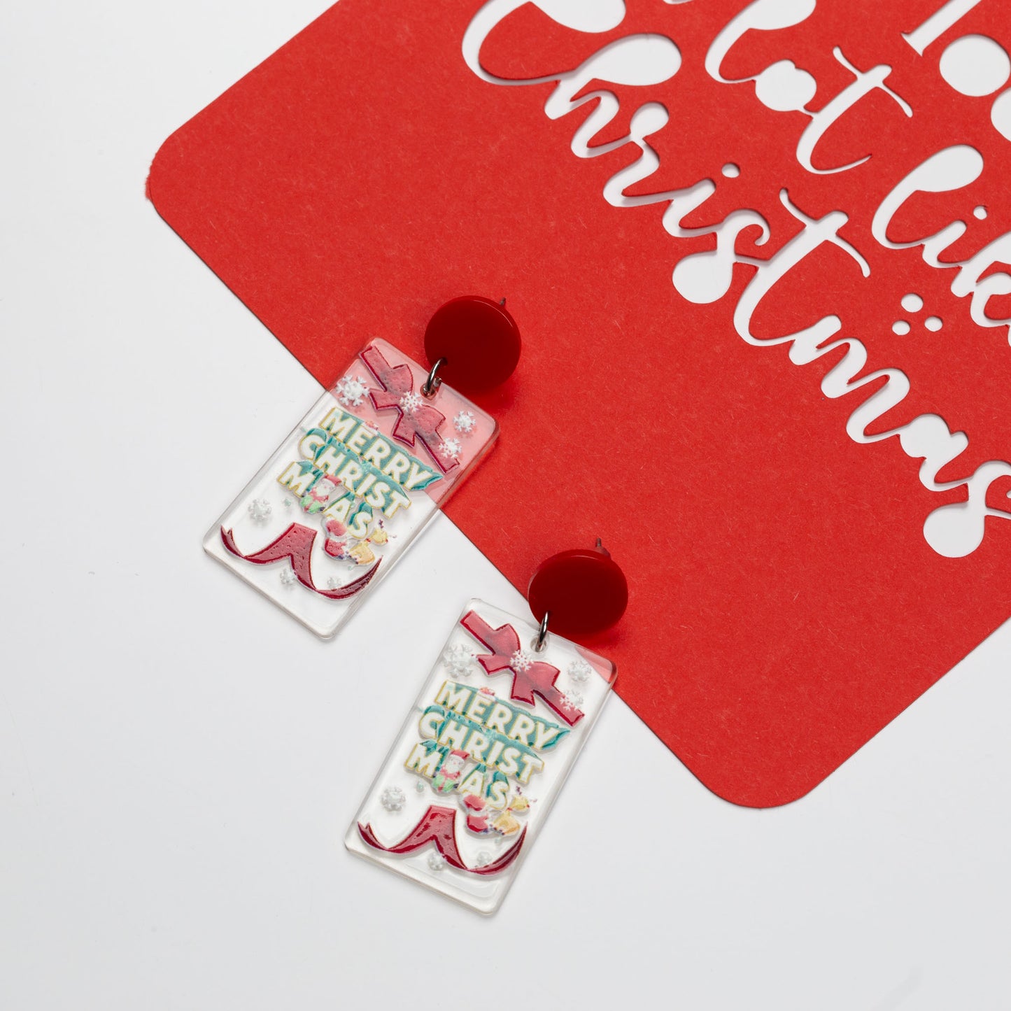 Cercei transparenți Merry Christmas