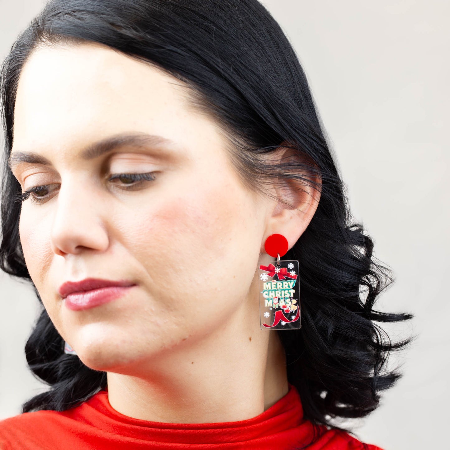 Cercei transparenți Merry Christmas