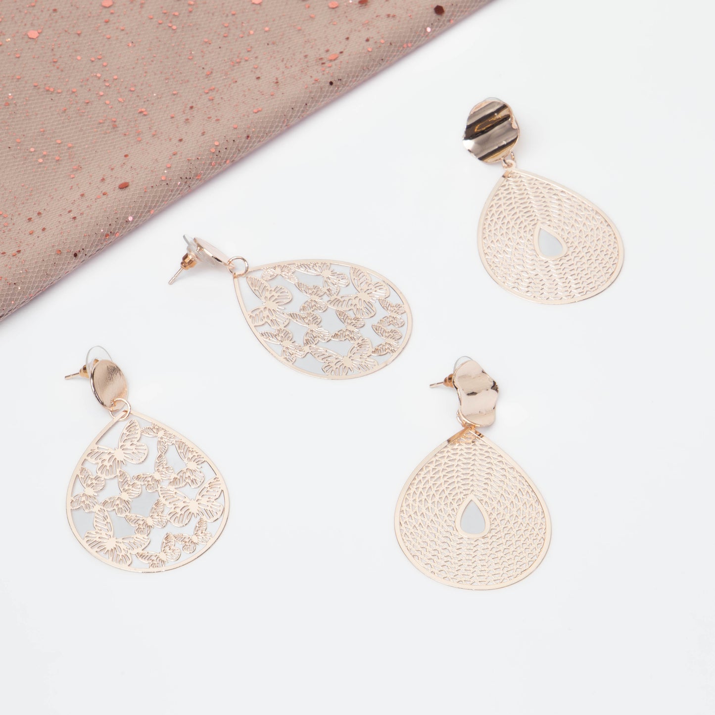 Cercei ușori cozy mix, set 2 - Rose Gold