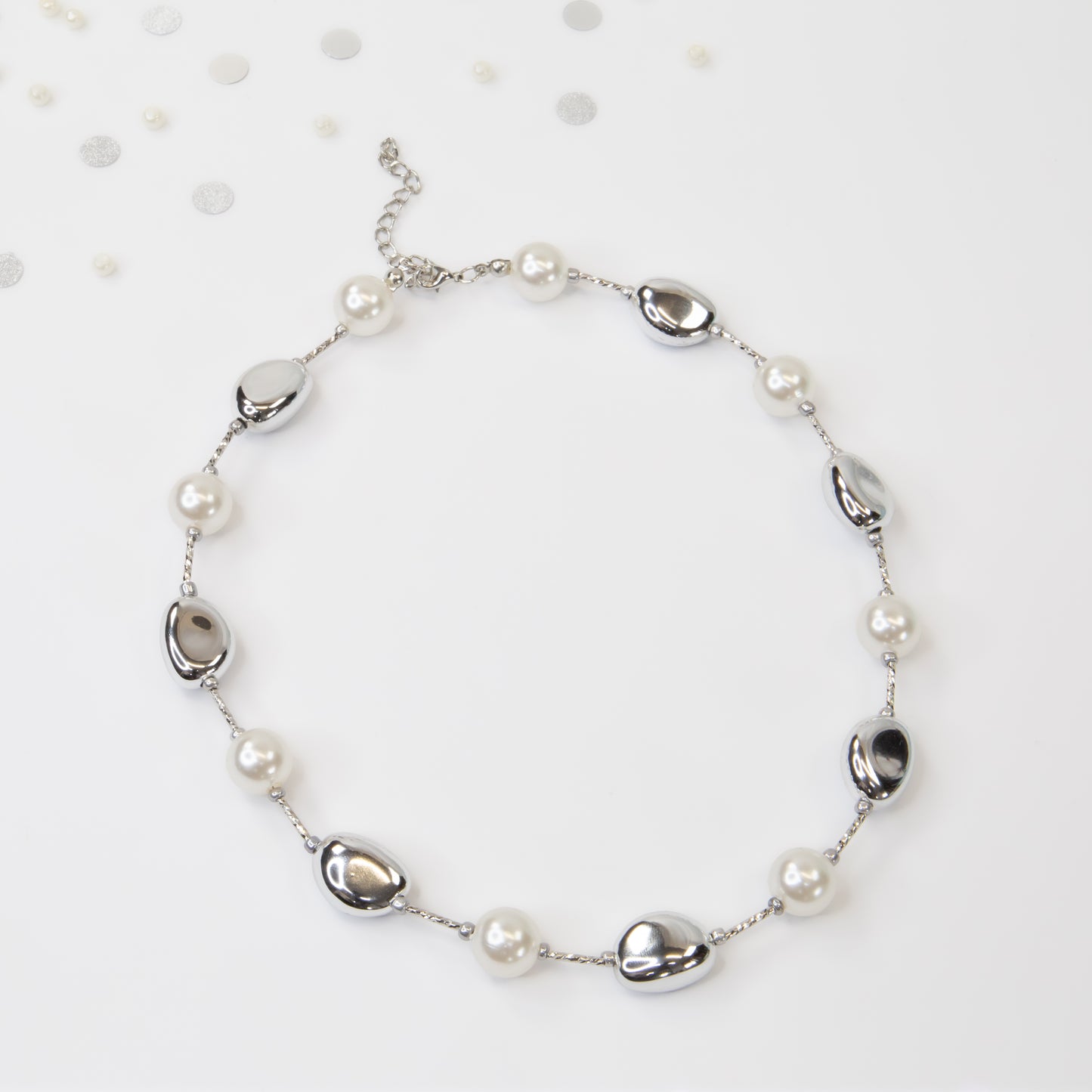 Colier cu elemente diferite și cu perle - Silver Infinite Harmony