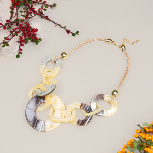 Colier cu verigi unite Chic Armonie - Maro, Bej