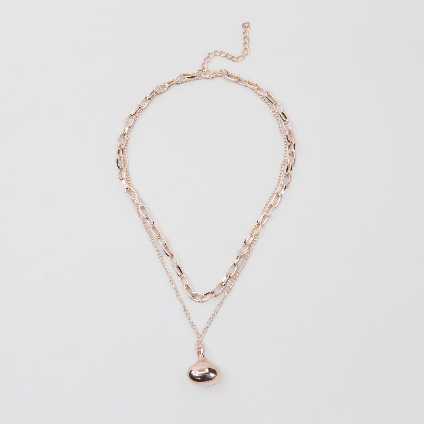 Colier dublu la baza gâtului cu zale și pandativ, Eclat Dublu - Rose Gold
