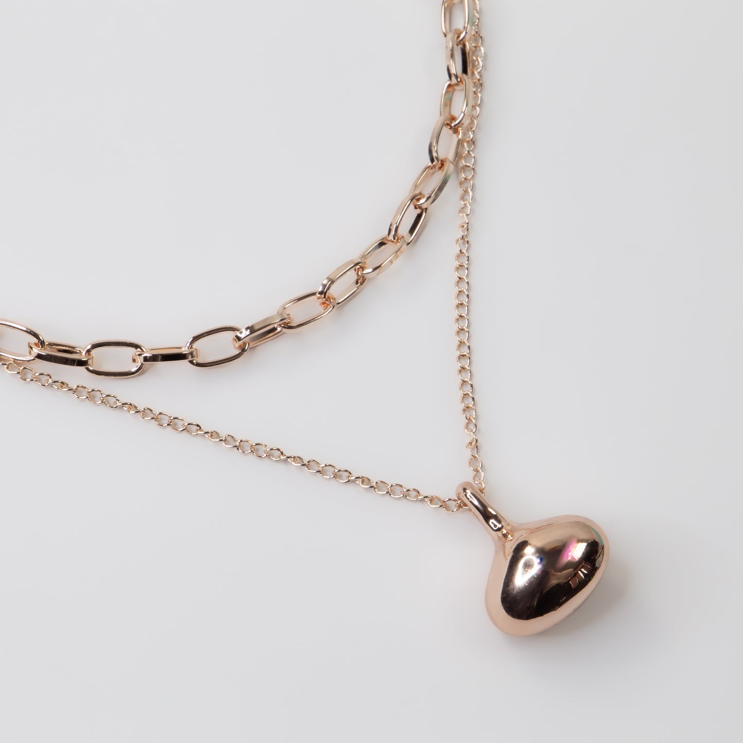 Colier dublu la baza gâtului cu zale și pandativ, Eclat Dublu - Rose Gold