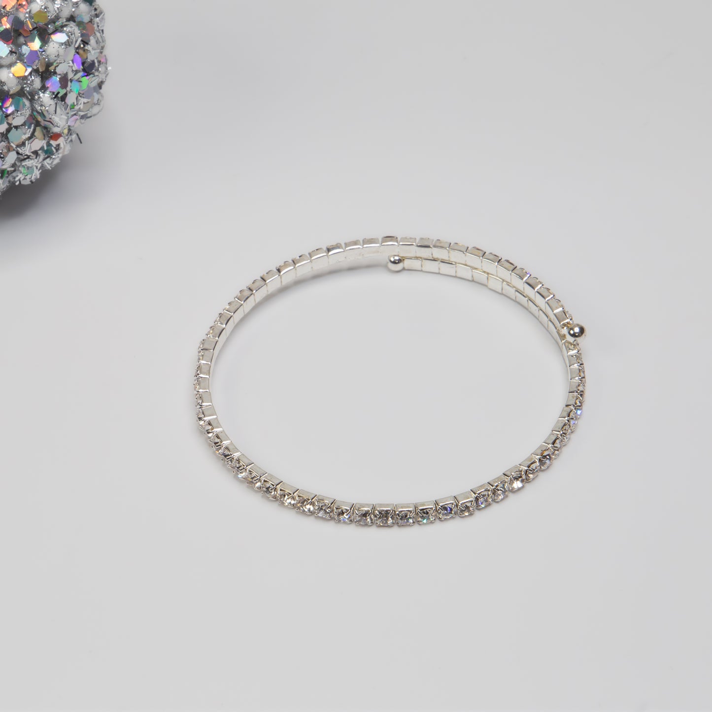 Colier elegant la baza gâtului cu pietre strălucitoare, flexibil, fără închizătoare - 1 Strat