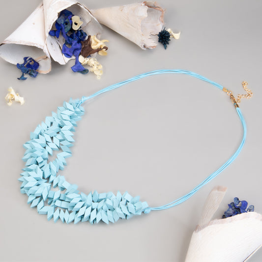 Colier lung din lemn Aqua Harmony - Turcoaz