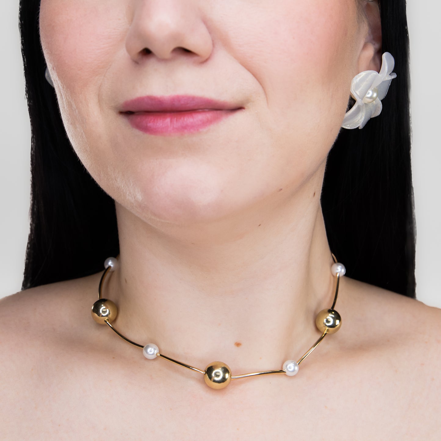 Colier minimalist cu perle - Luna Golden