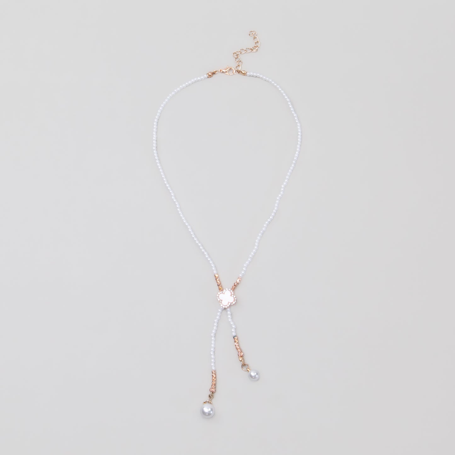 Colier subtil cu perle și ștrasuri - Rose Gold