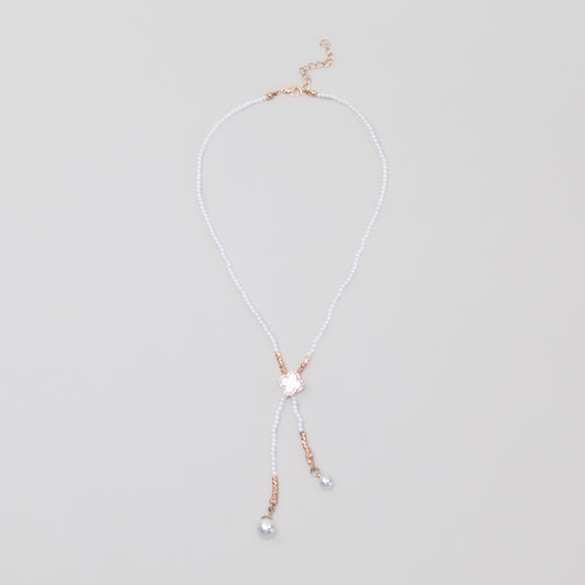 Colier subtil cu perle și ștrasuri - Rose Gold