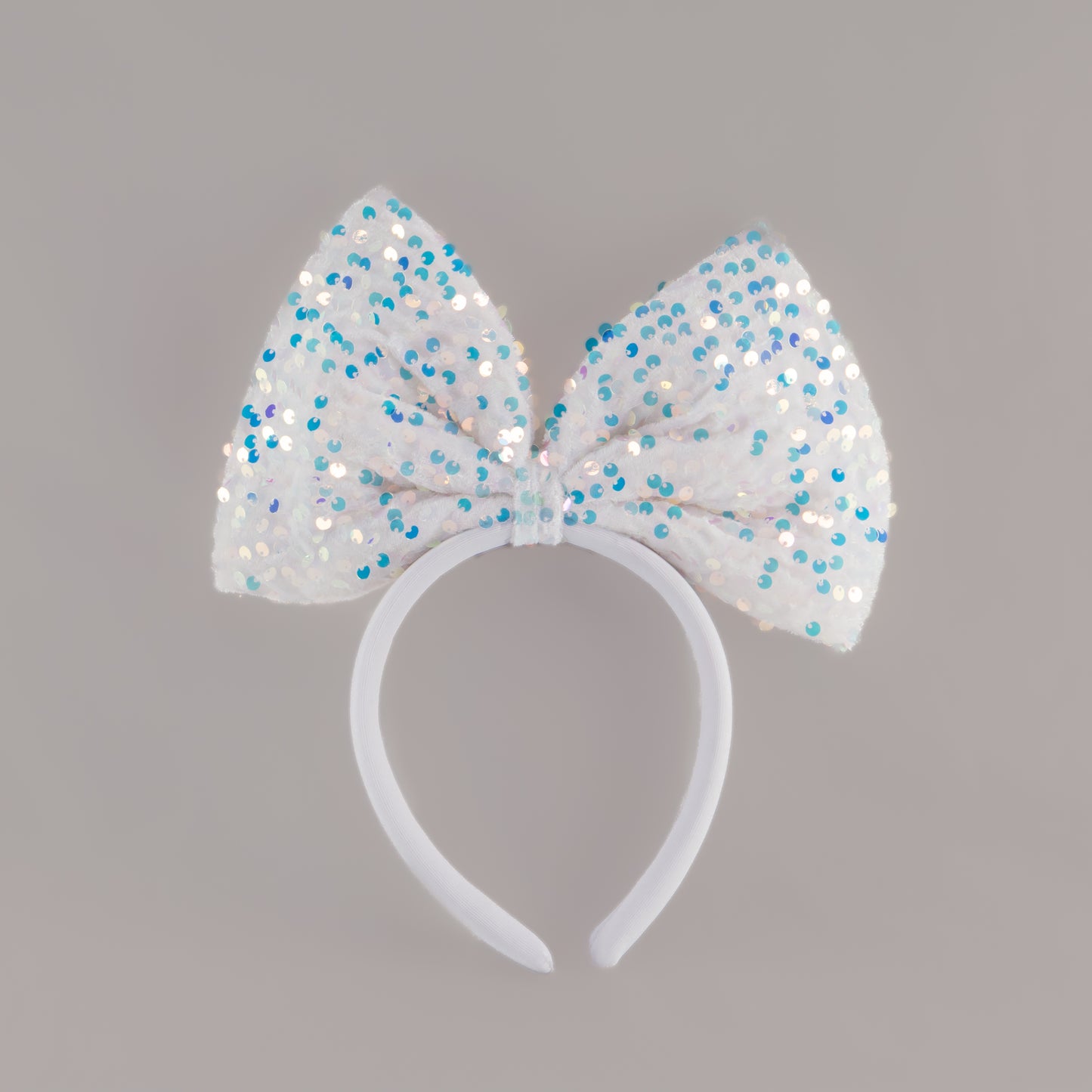 Cordeluță party cu fundă mare și paiete strălucitoare Glam Bow - Alb