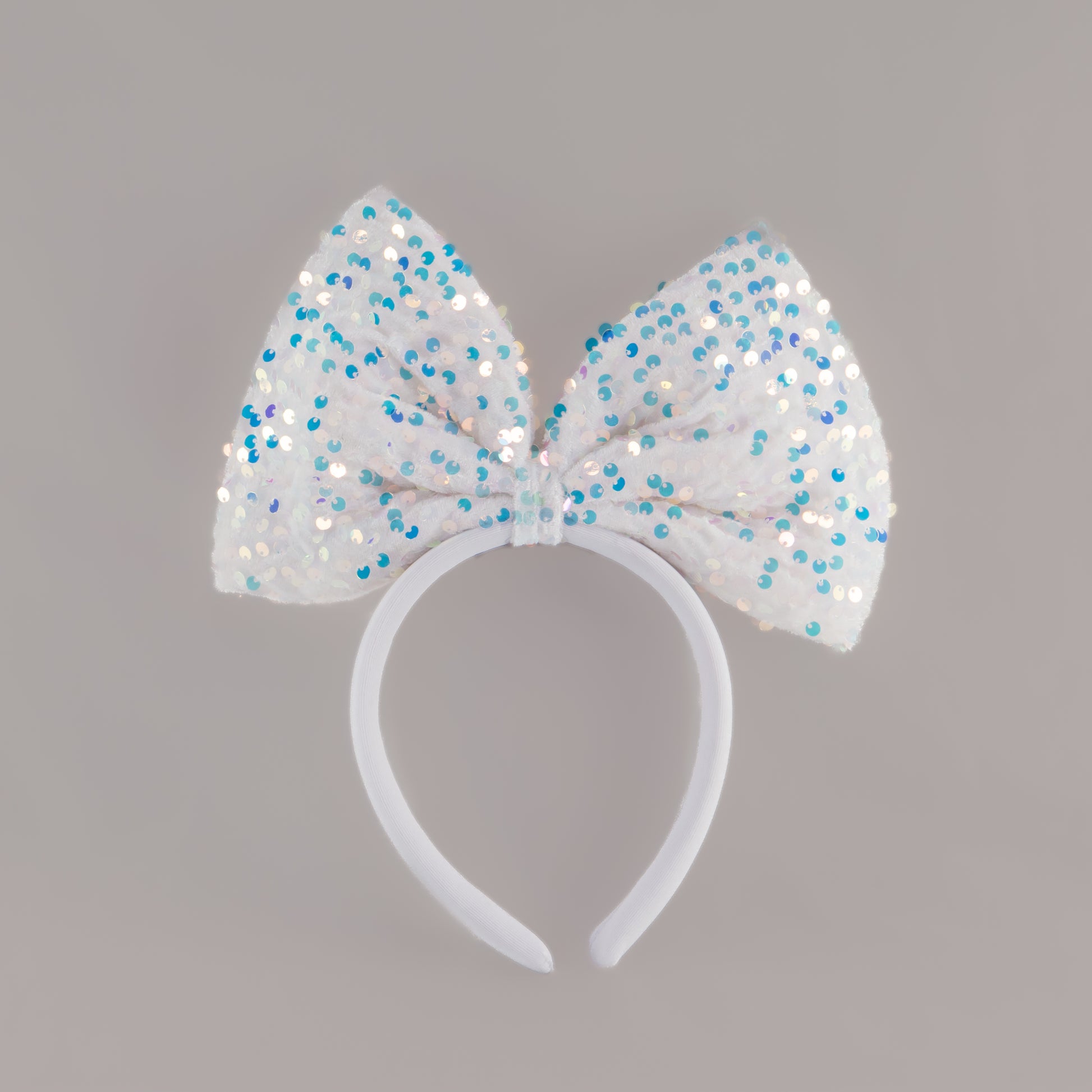 Cordeluță party cu fundă mare și paiete strălucitoare Glam Bow - Alb