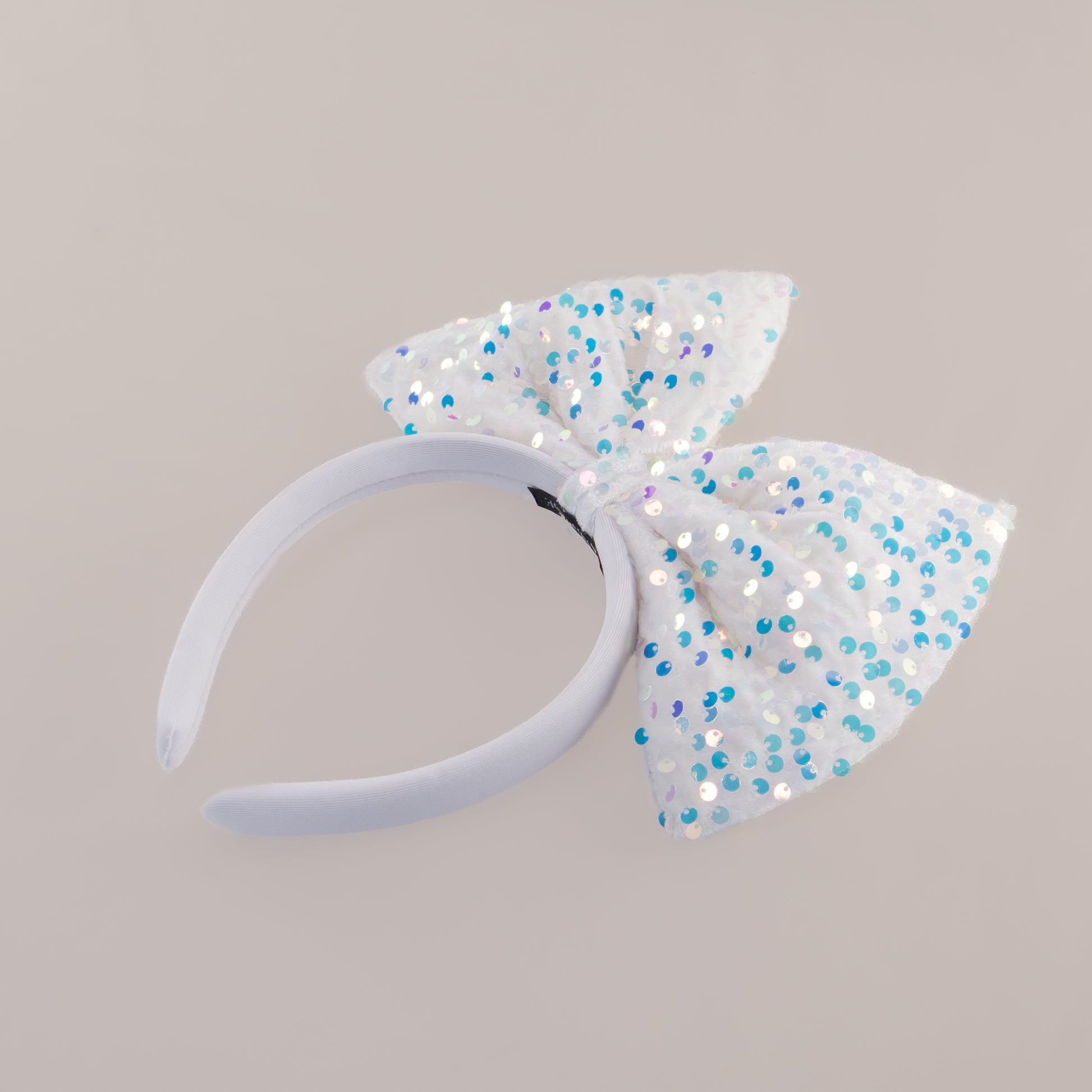 Cordeluță party cu fundă mare și paiete strălucitoare Glam Bow - Alb