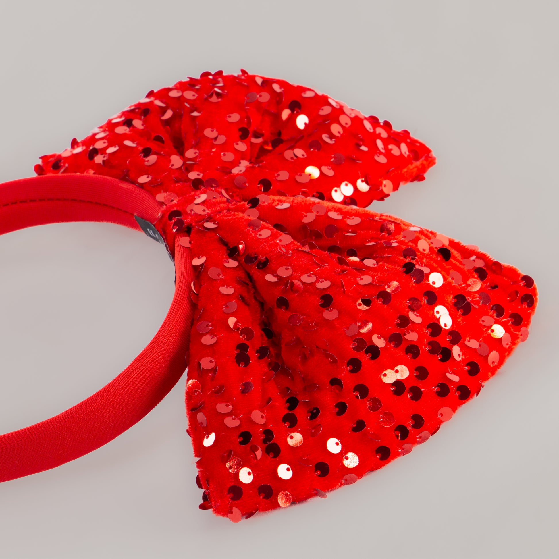 Cordeluță party cu fundă mare și paiete strălucitoare Glam Bow - Roșu