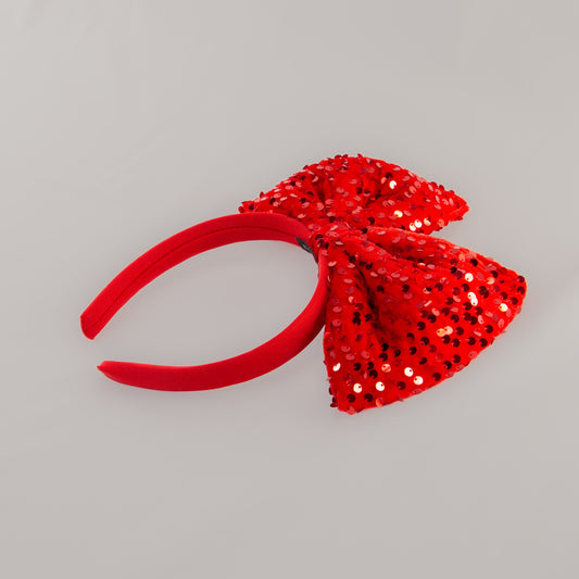 Cordeluță party cu fundă mare și paiete strălucitoare Glam Bow - Roșu