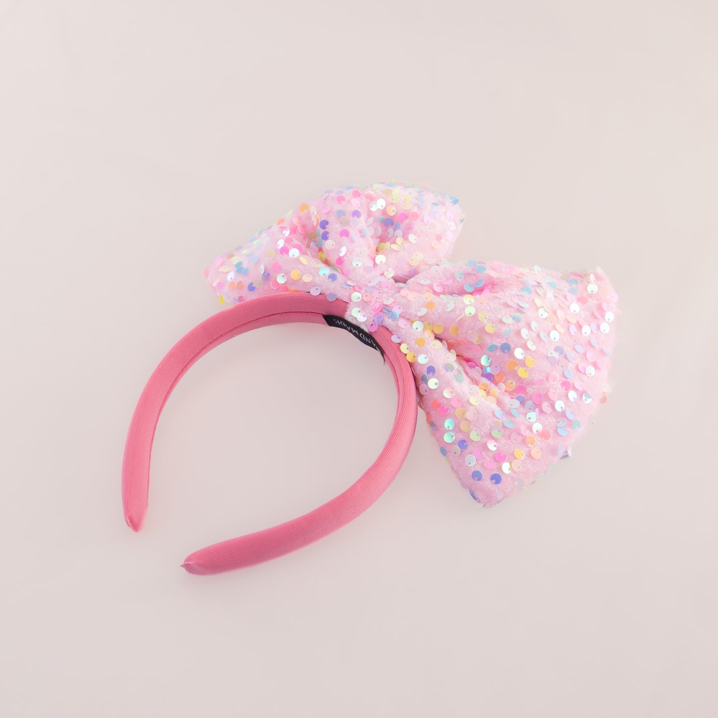 Cordeluță party cu fundă mare și paiete strălucitoare Glam Bow - Roz