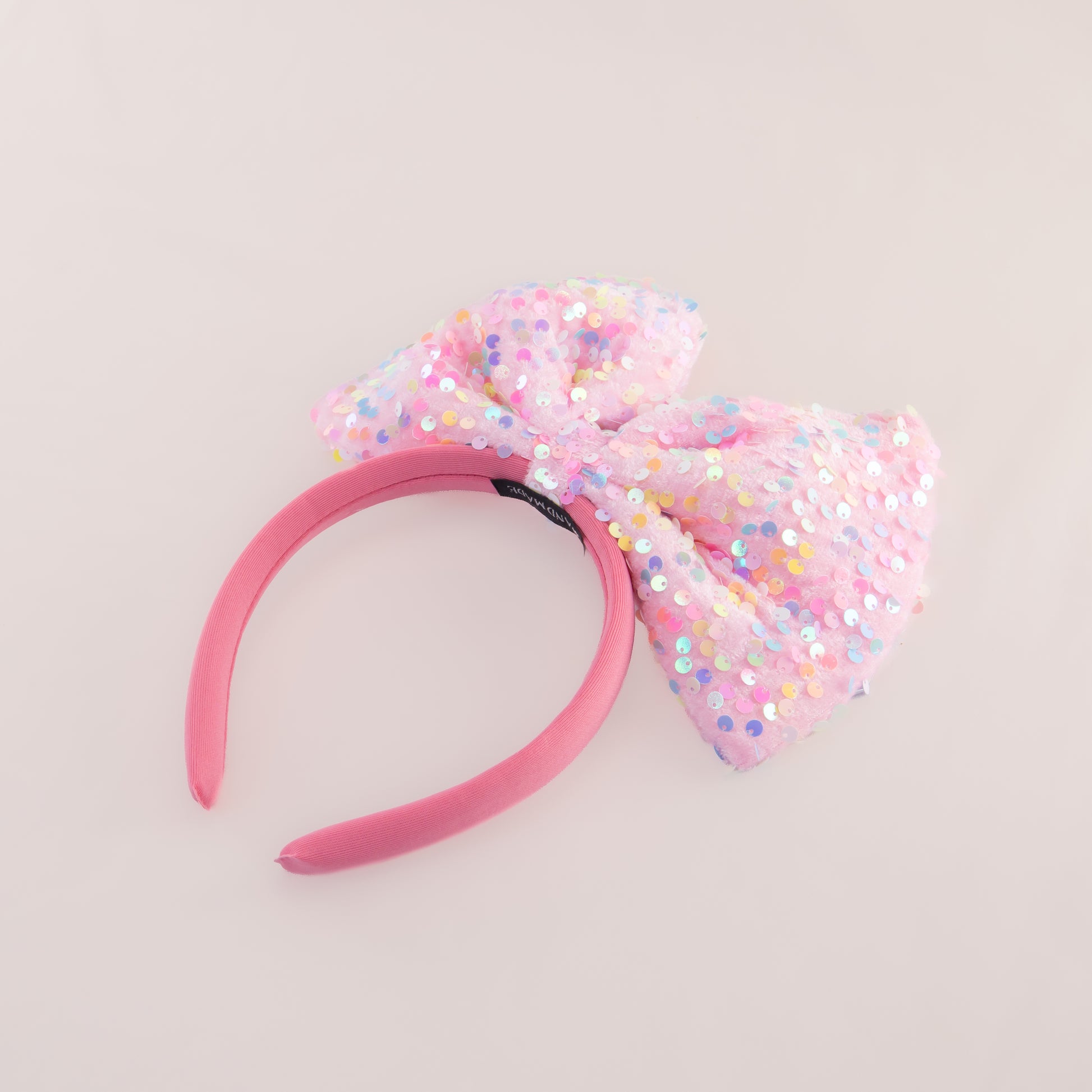 Cordeluță party cu fundă mare și paiete strălucitoare Glam Bow - Roz