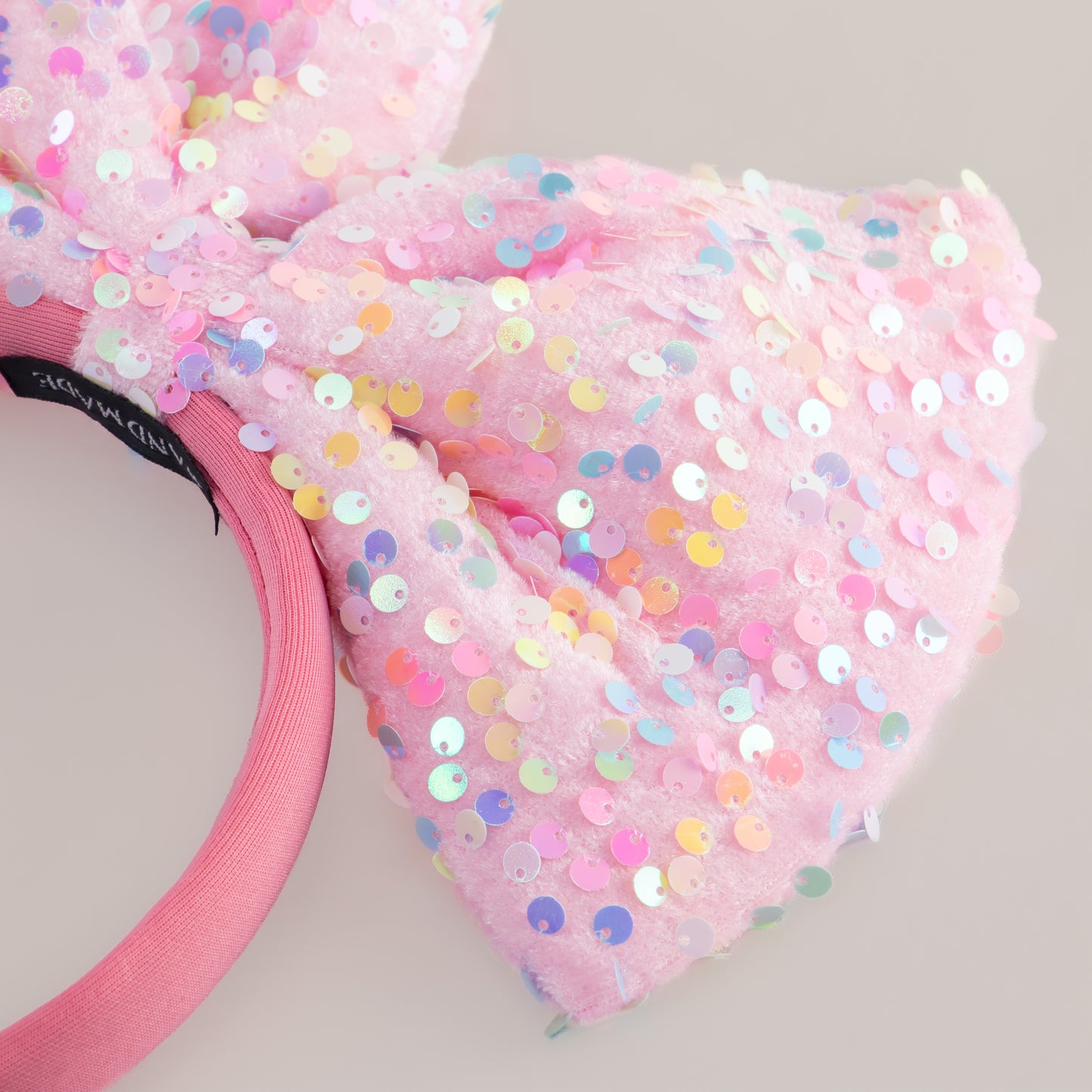 Cordeluță party cu fundă mare și paiete strălucitoare Glam Bow - Roz