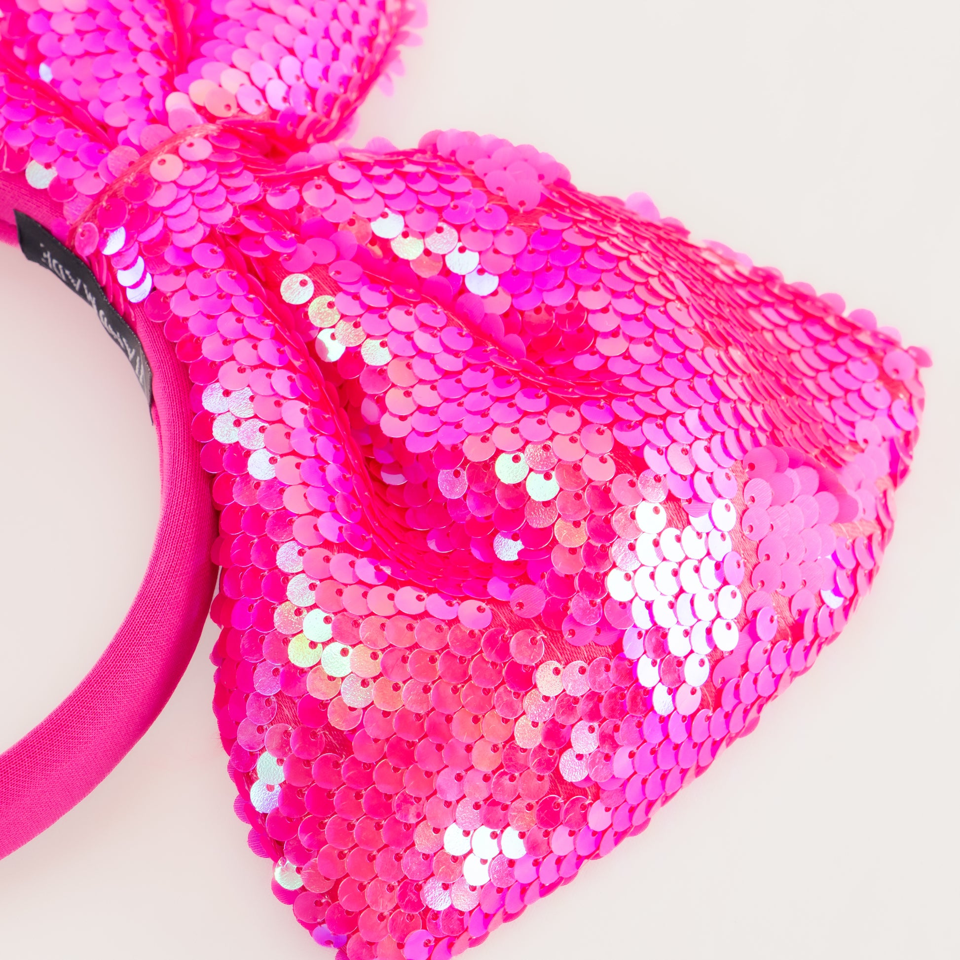 Cordeluță party cu fundă mare și paiete strălucitoare Shine Party - Magenta