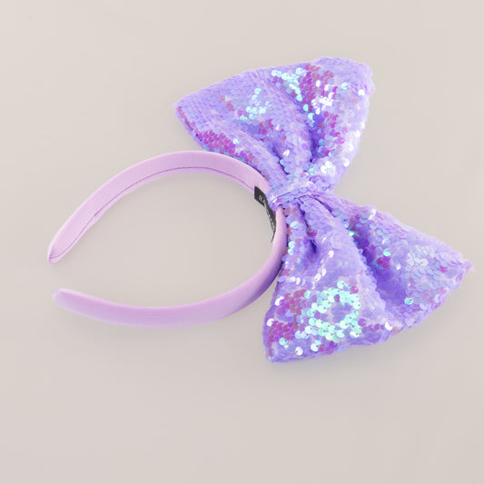 Cordeluță party cu fundă mare și paiete strălucitoare Shine Party - Mov