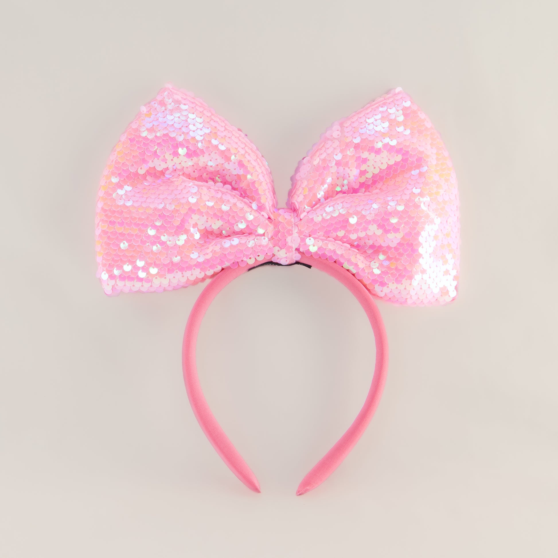 Cordeluță party cu fundă mare și paiete strălucitoare Shine Party - Roz