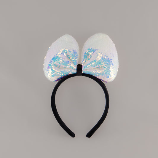 Cordeluță party cu fundă mare și paiete strălucitoare Sparkle - Alb, Roz