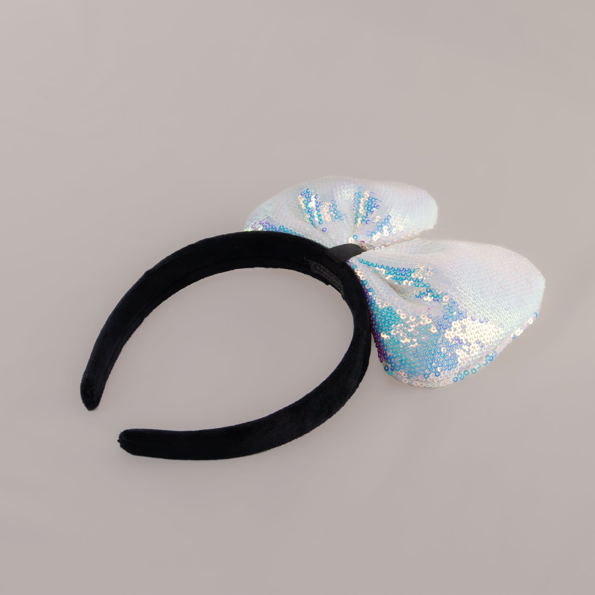 Cordeluță party cu fundă mare și paiete strălucitoare Sparkle - Alb, Roz