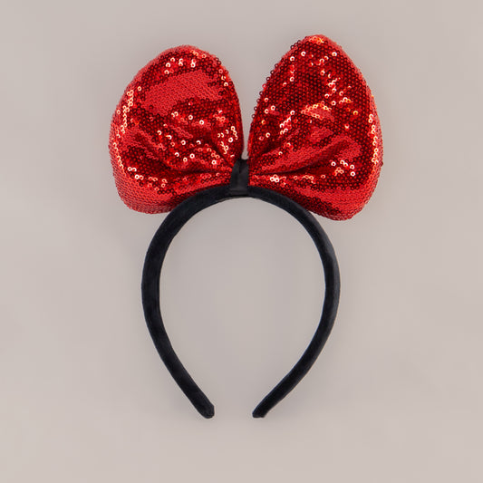 Cordeluță party cu fundă mare și paiete strălucitoare Sparkle - Roșu