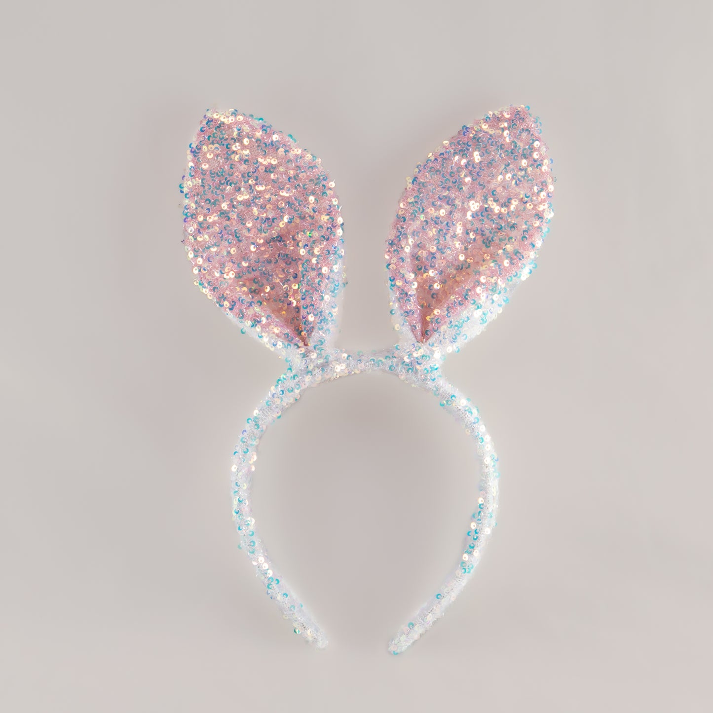 Cordeluță party cu urechi de iepuraș și paiete strălucitoare - Alb