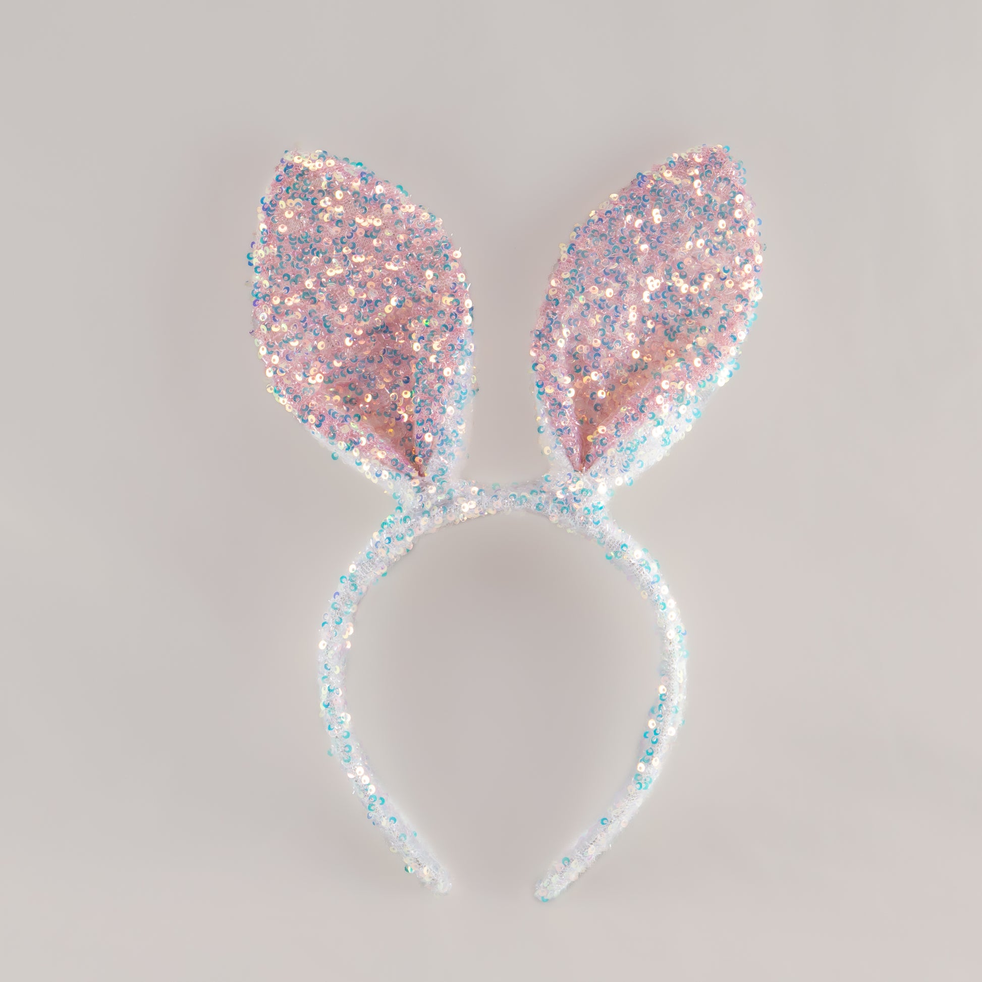 Cordeluță party cu urechi de iepuraș și paiete strălucitoare - Alb