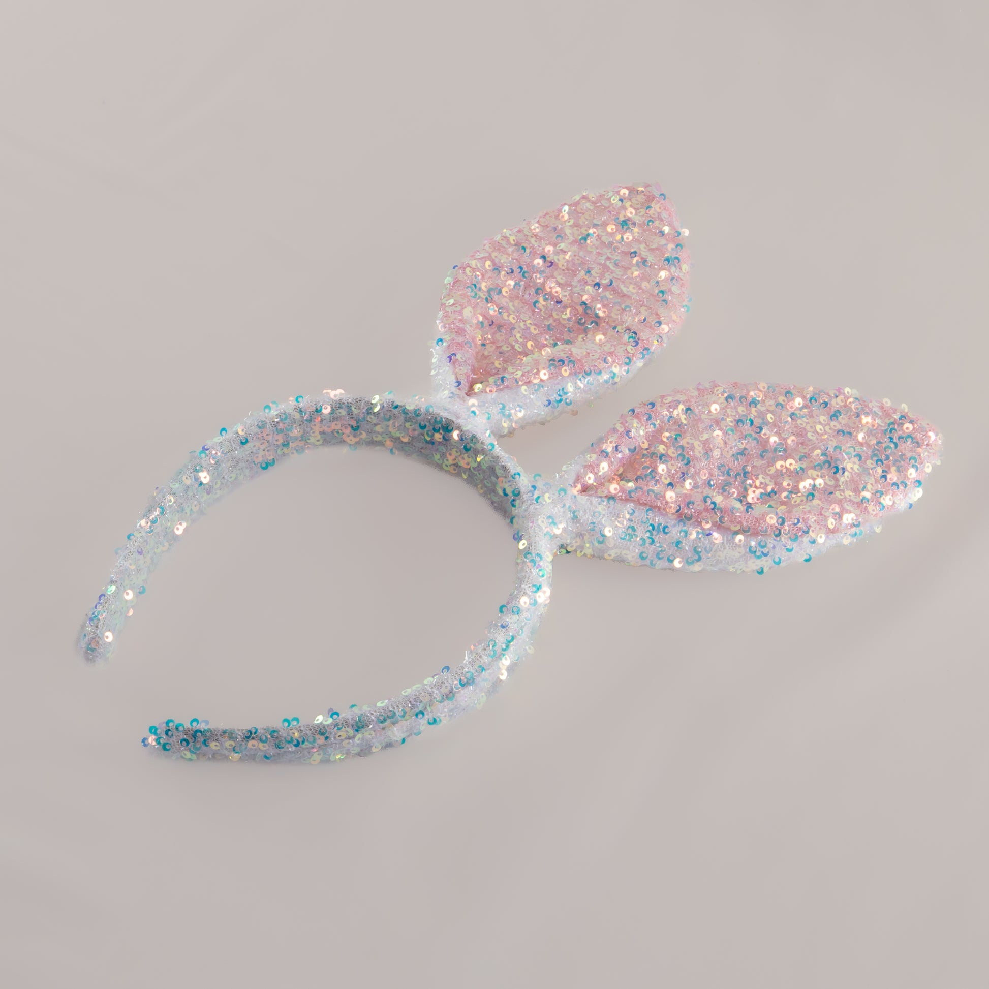 Cordeluță party cu urechi de iepuraș și paiete strălucitoare - Alb