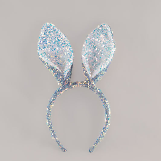 Cordeluță party cu urechi de iepuraș și paiete strălucitoare - Albastru