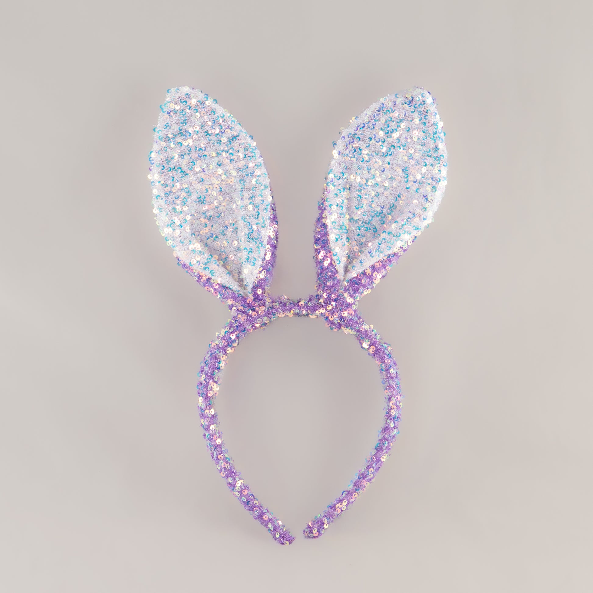 Cordeluță party cu urechi de iepuraș și paiete strălucitoare - Mov