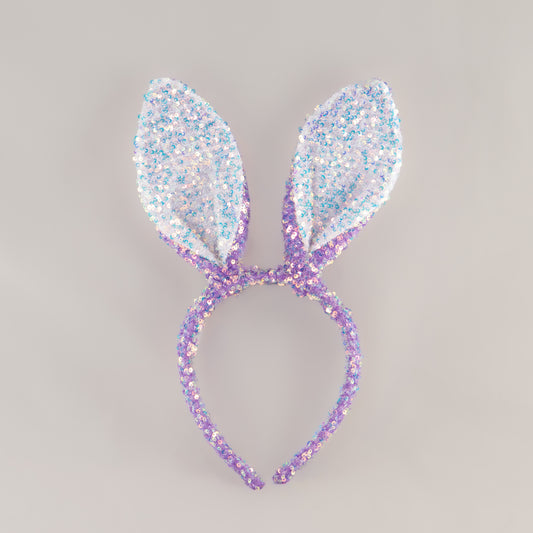Cordeluță party cu urechi de iepuraș și paiete strălucitoare - Mov