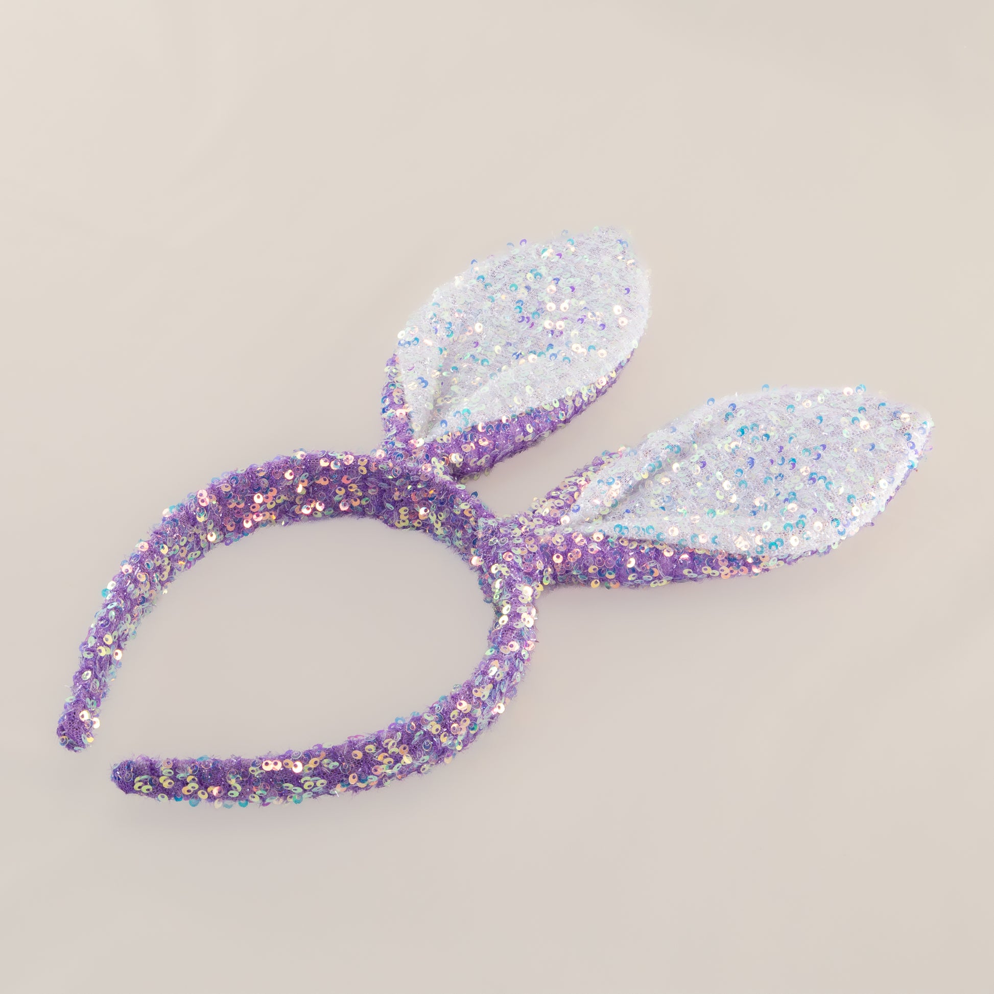 Cordeluță party cu urechi de iepuraș și paiete strălucitoare - Mov