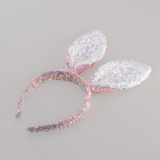 Cordeluță party cu urechi de iepuraș și paiete strălucitoare - Roz