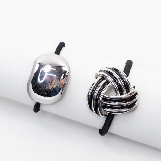 Elastice de păr cu accesoriu metalic Helios - Arginitu