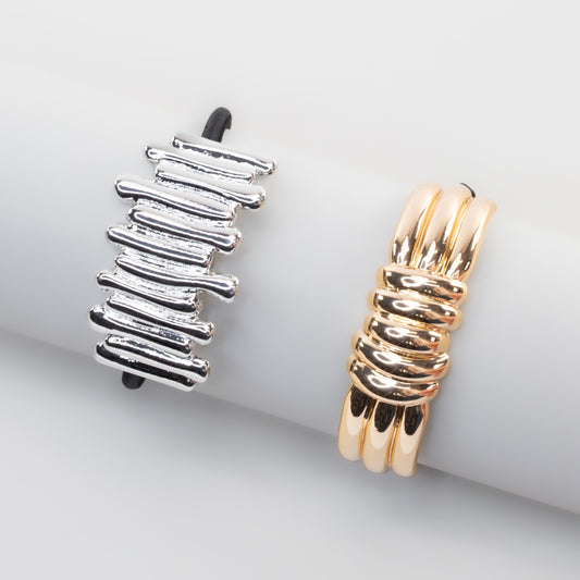 Elastice de păr cu accesoriu metalic Mira - Auriu, Argintiu