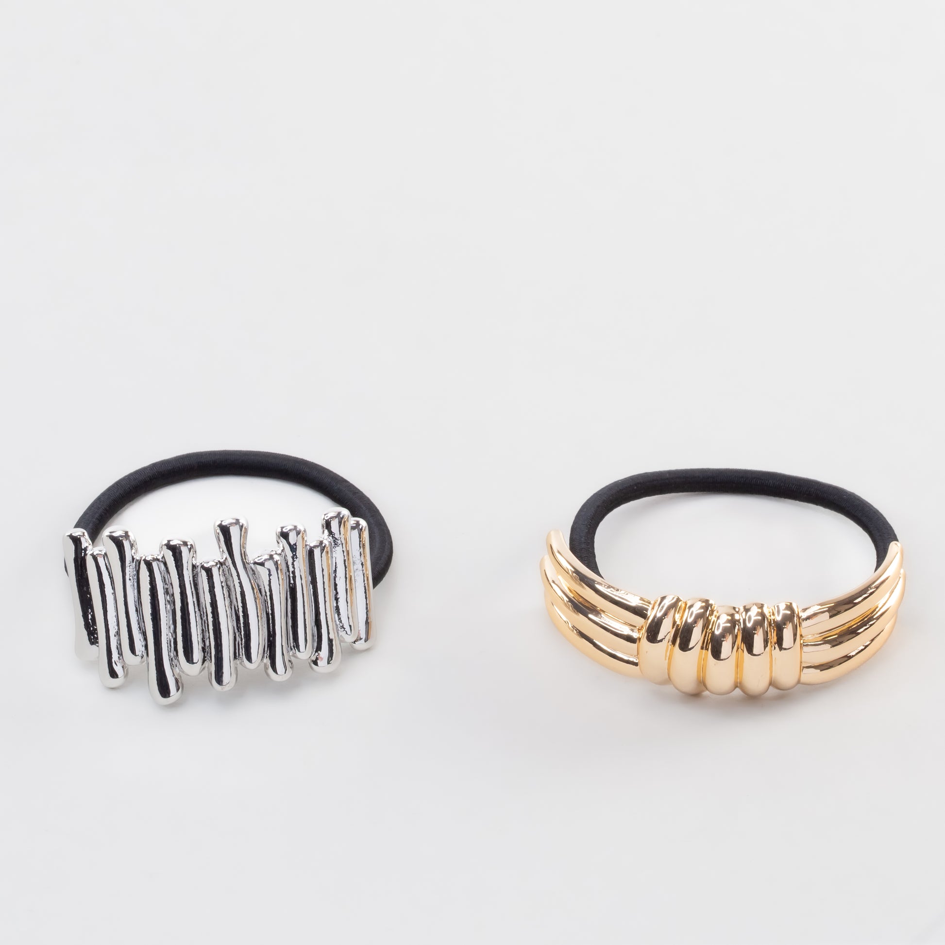 Elastice de păr cu accesoriu metalic Mira - Auriu, Argintiu