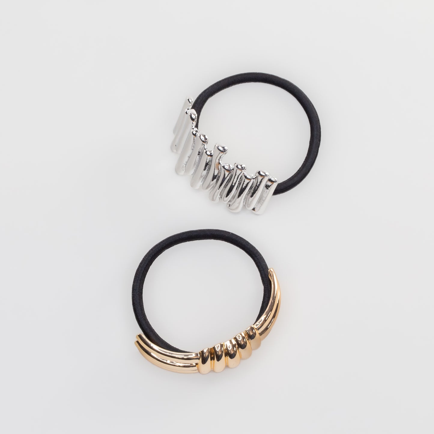 Elastice de păr cu accesoriu metalic Mira - Auriu, Argintiu