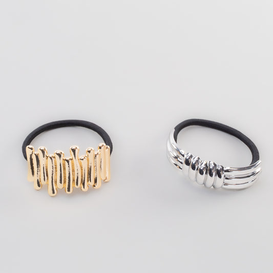 Elastice de păr cu accesoriu metalic Miro - Auriu, Argintiu