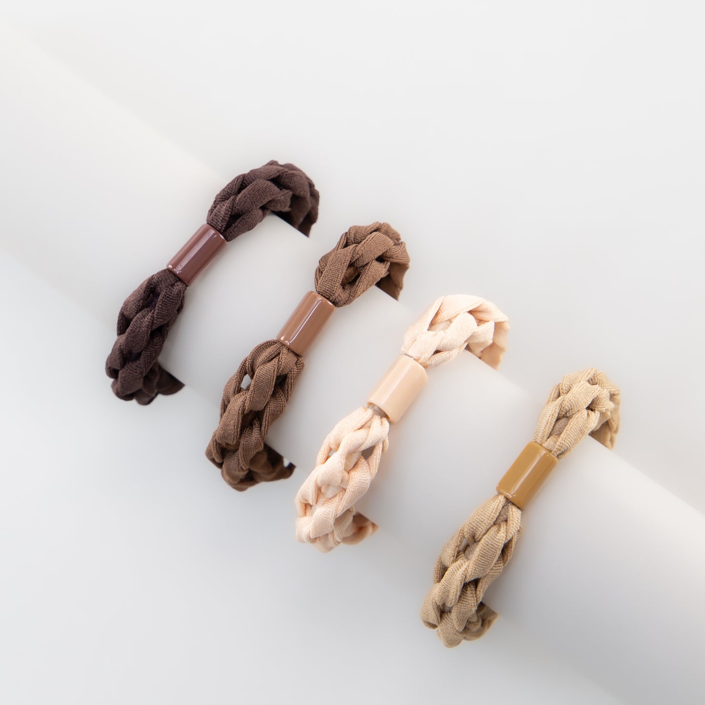 Elastice de păr cu aspect croșetat, grosime 1 cm, set 4 buc - Maro