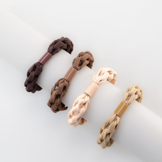 Elastice de păr cu aspect croșetat, grosime 1 cm, set 4 buc - Maro