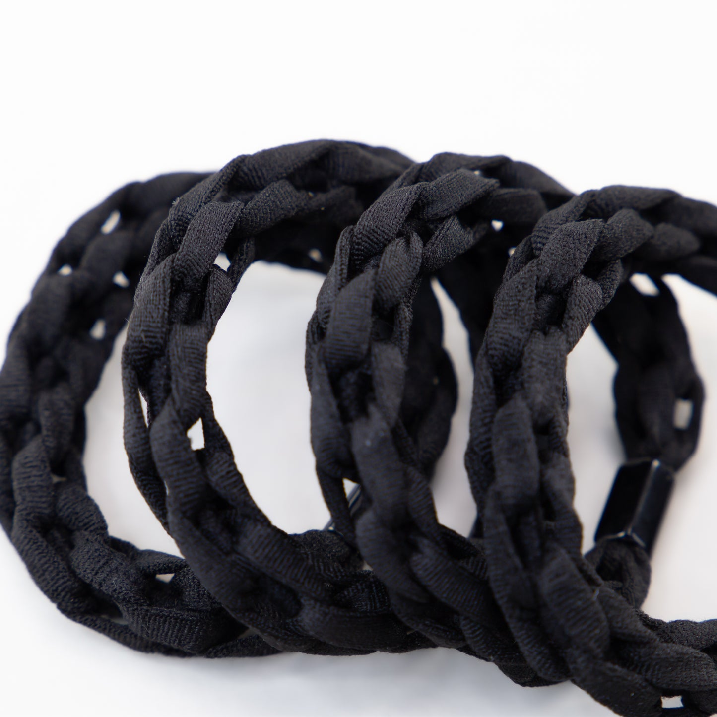 Elastice de păr cu aspect croșetat, grosime 1 cm, set 4 buc - Negru