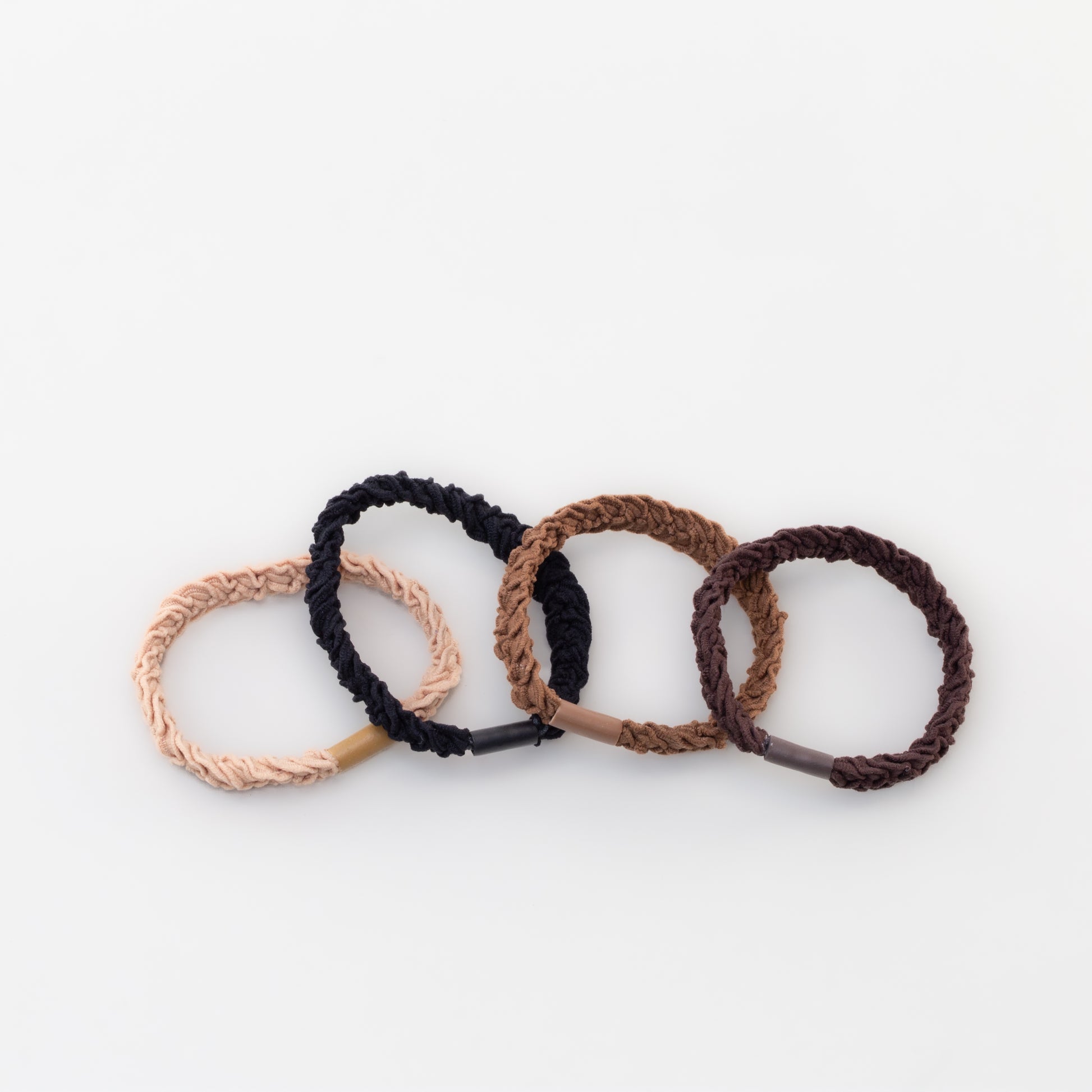 Elastice de păr cu textură împletită, grosime 1 cm, set 4 buc - Maro, Negru