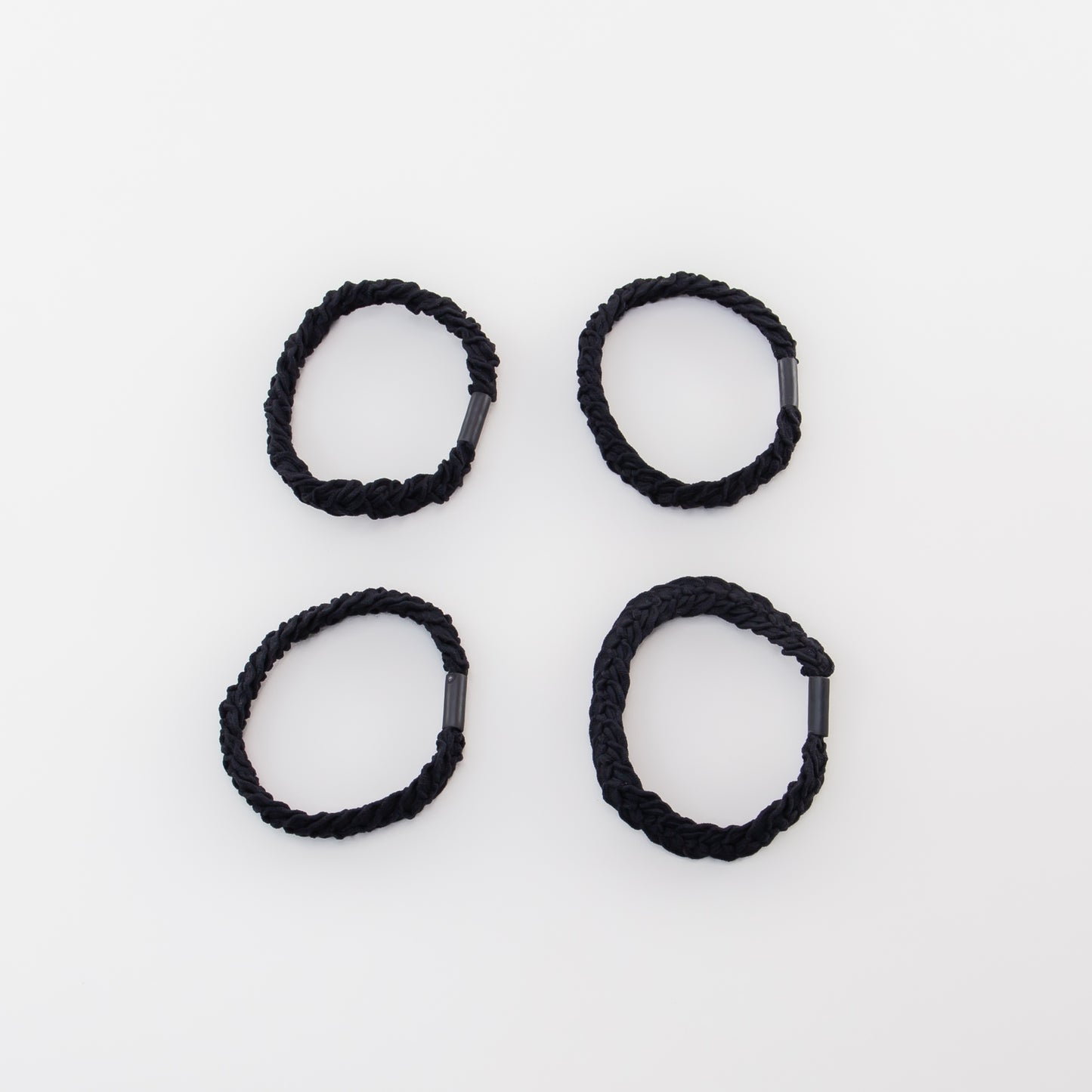 Elastice de păr cu textură împletită, grosime 1 cm, set 4 buc - Negru