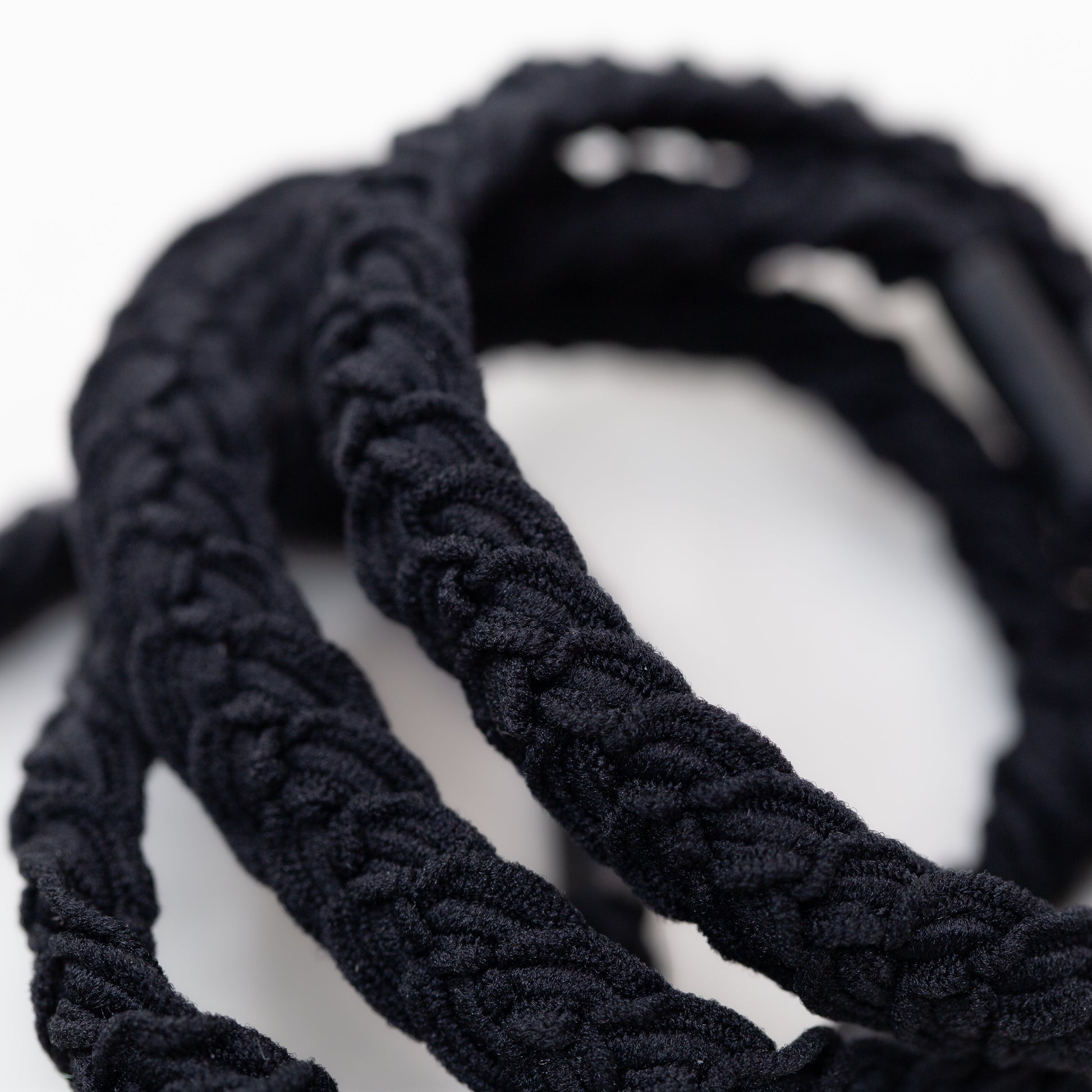 Elastice de păr cu textură împletită, grosime 1 cm, set 4 buc - Negru