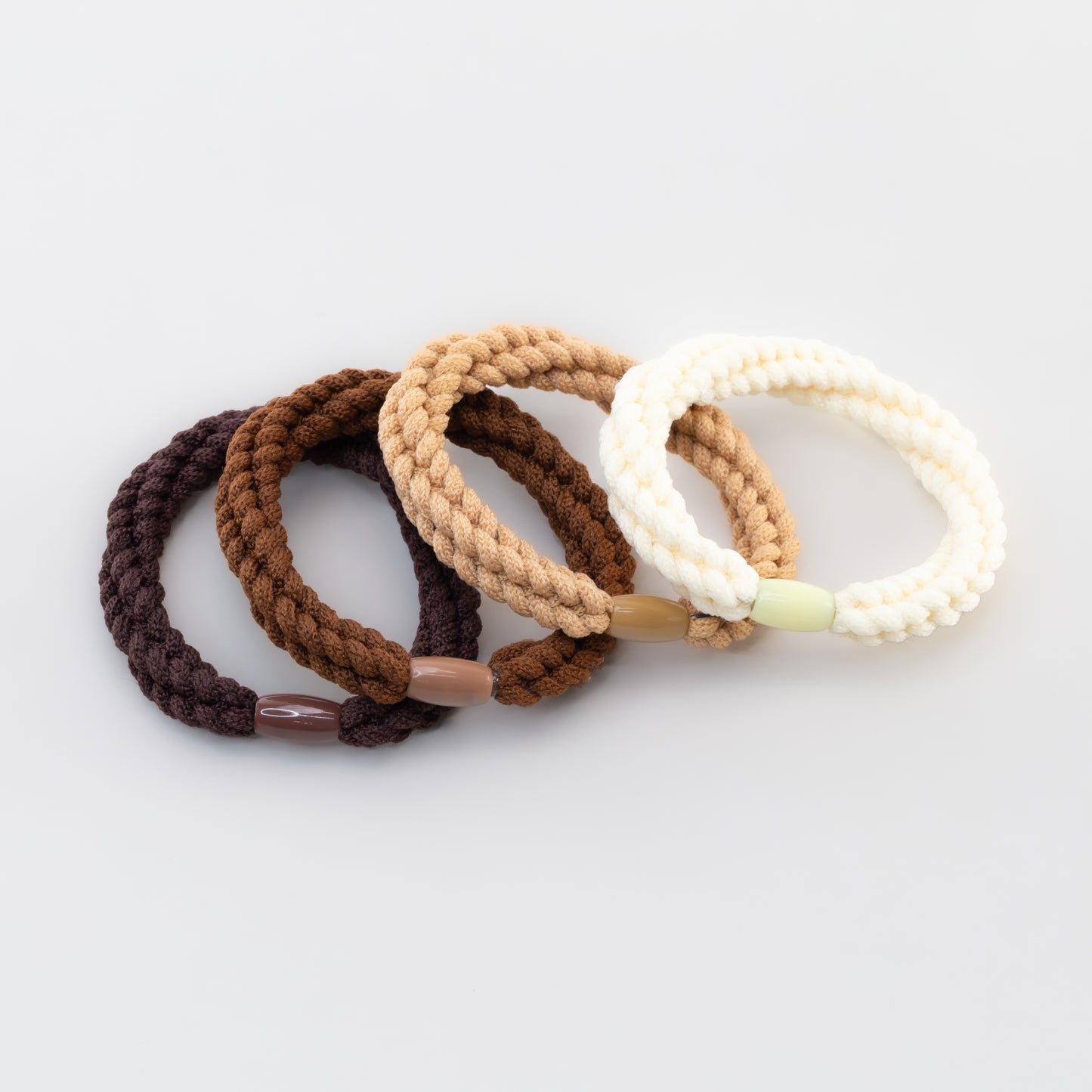 Elastice de păr cu textură răsucită, grosime 1 cm, set 4 buc - Maro