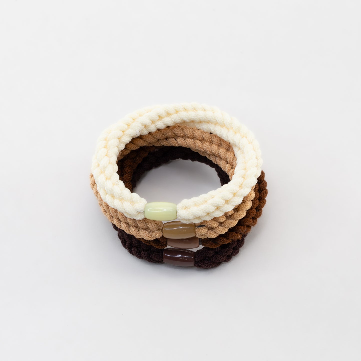 Elastice de păr cu textură răsucită, grosime 1 cm, set 4 buc - Maro