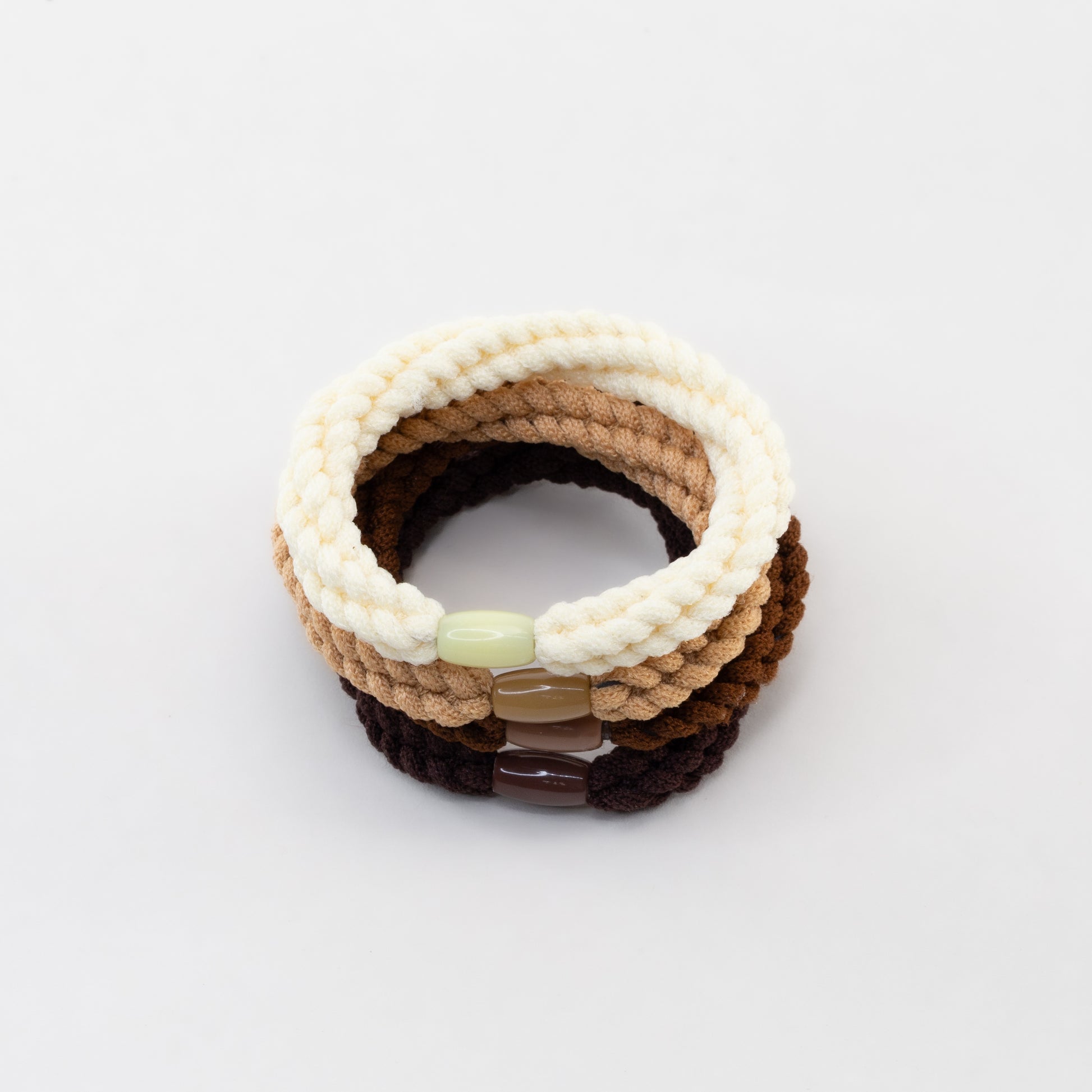 Elastice de păr cu textură răsucită, grosime 1 cm, set 4 buc - Maro