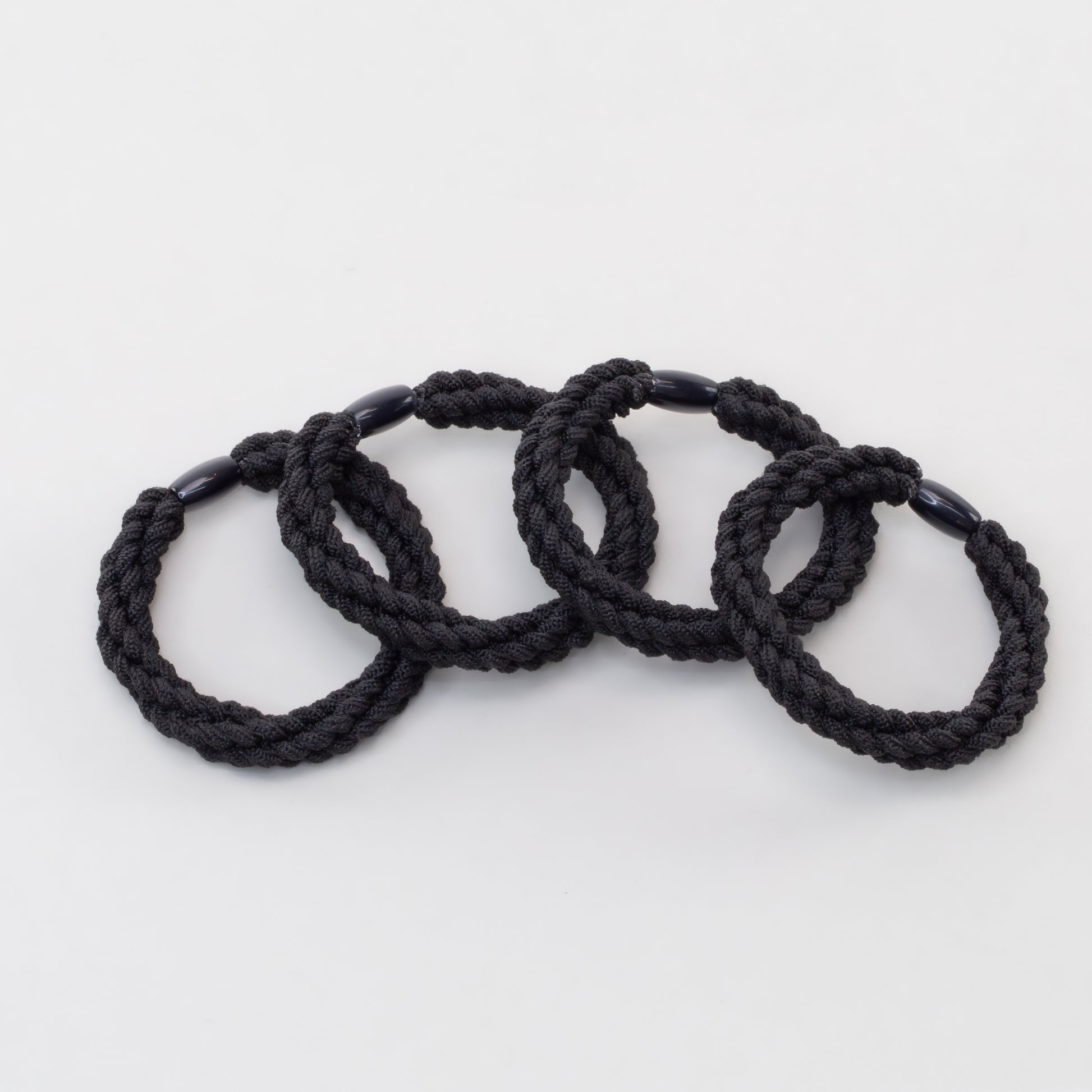 Elastice de păr cu textură răsucită, grosime 1 cm, set 4 buc - Negru