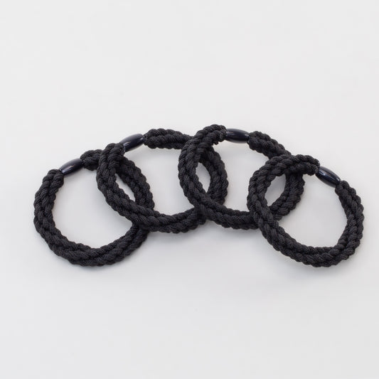 Elastice de păr cu textură răsucită, grosime 1 cm, set 4 buc - Negru